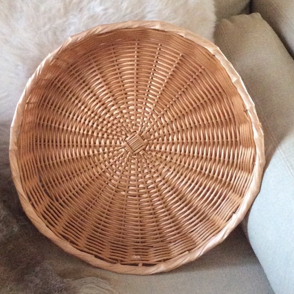 Round Shallow Natural Decor Basket 14” - Picture 1 of 7
